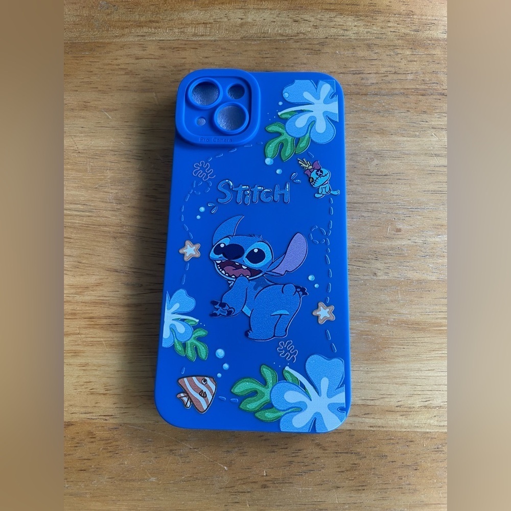 Blue iPhone 15 Plus “Stitch” Phone Case